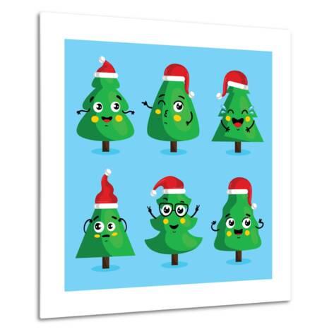 Funny Christmas Tree and Vector Christmas Tree on White Background. Cartoon Christmas Tree Icon And